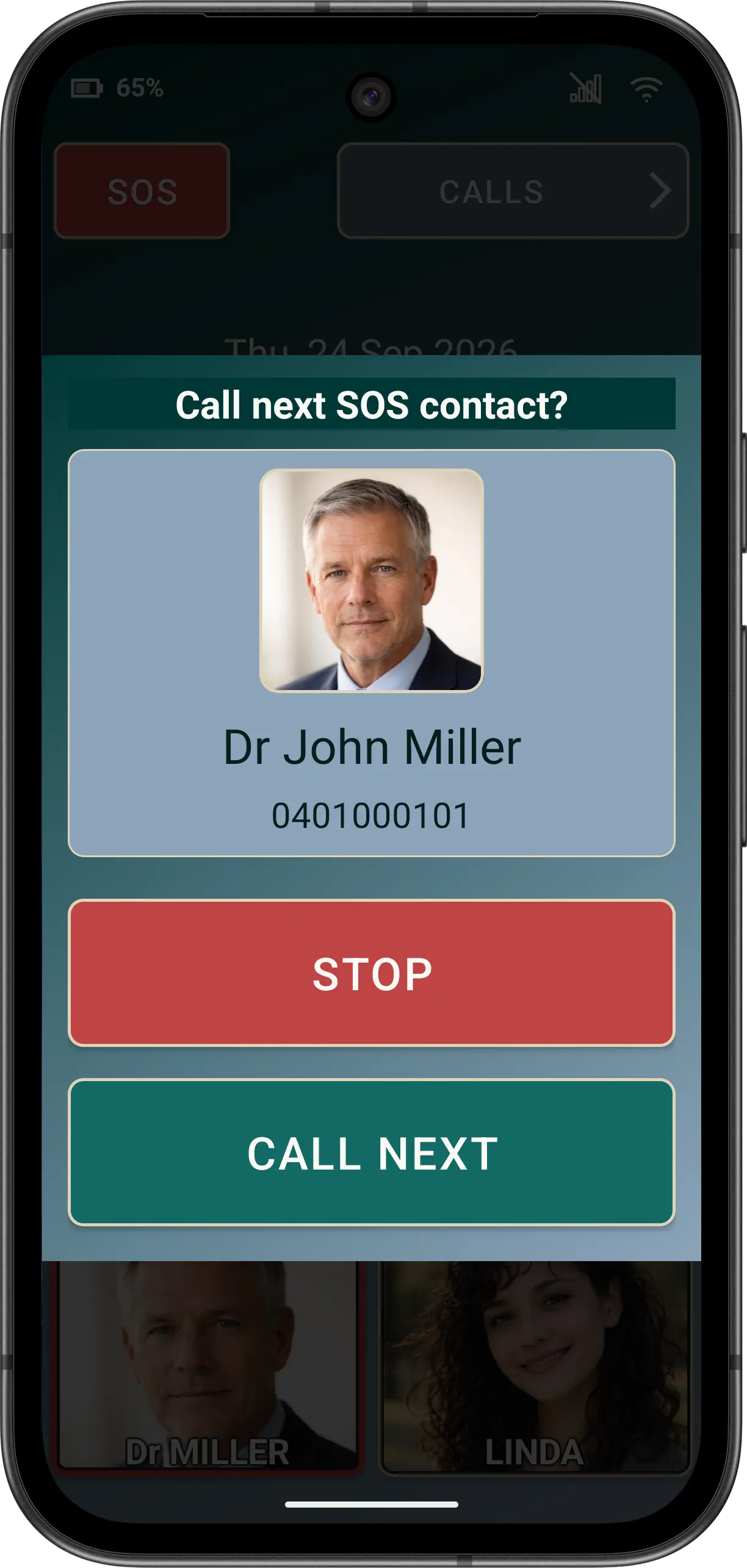 Illustrative SOS continuation with CALL NEXT and STOP.